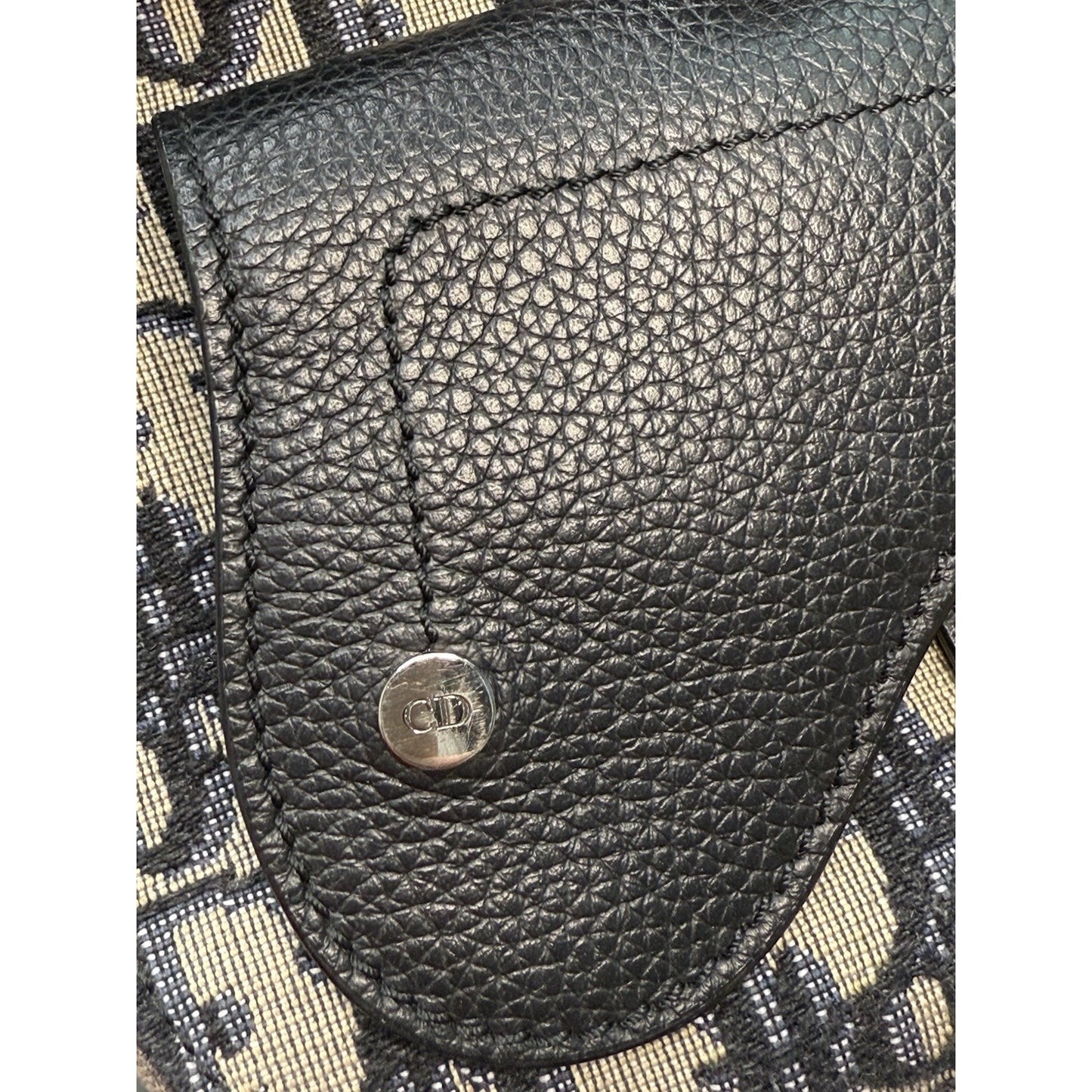 CHRISTIAN DIOR Oblique Jacquard Mini Saddle Backpack in Navy Blue