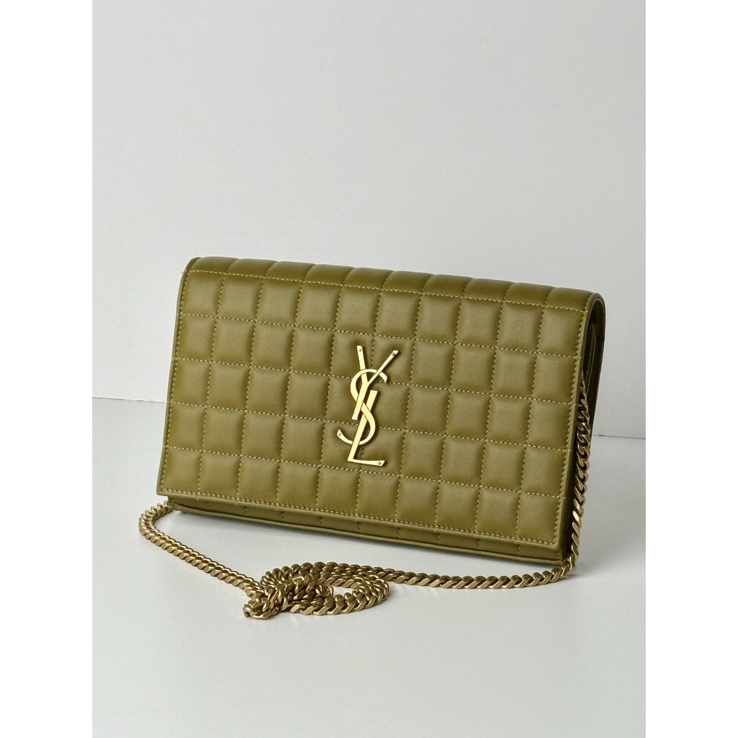 Saint Laurent Cassandre Quilted Leather Shoulder Bag Women's Green