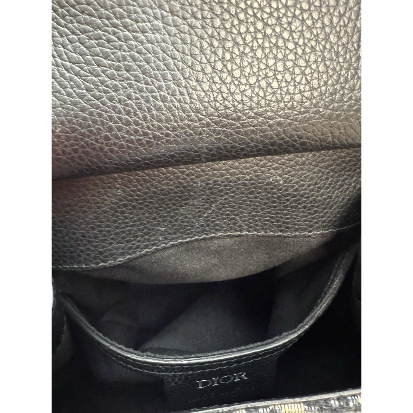 CHRISTIAN DIOR Oblique Jacquard Mini Saddle Backpack in Navy Blue