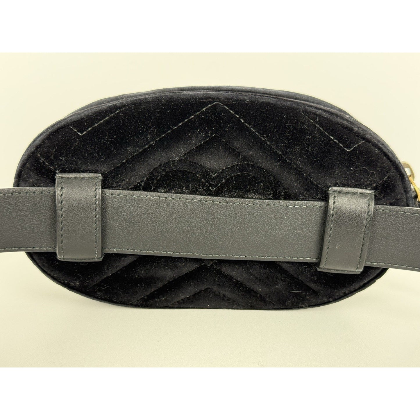 Gucci GG Marmont Oval Black Velvet Belt Bag