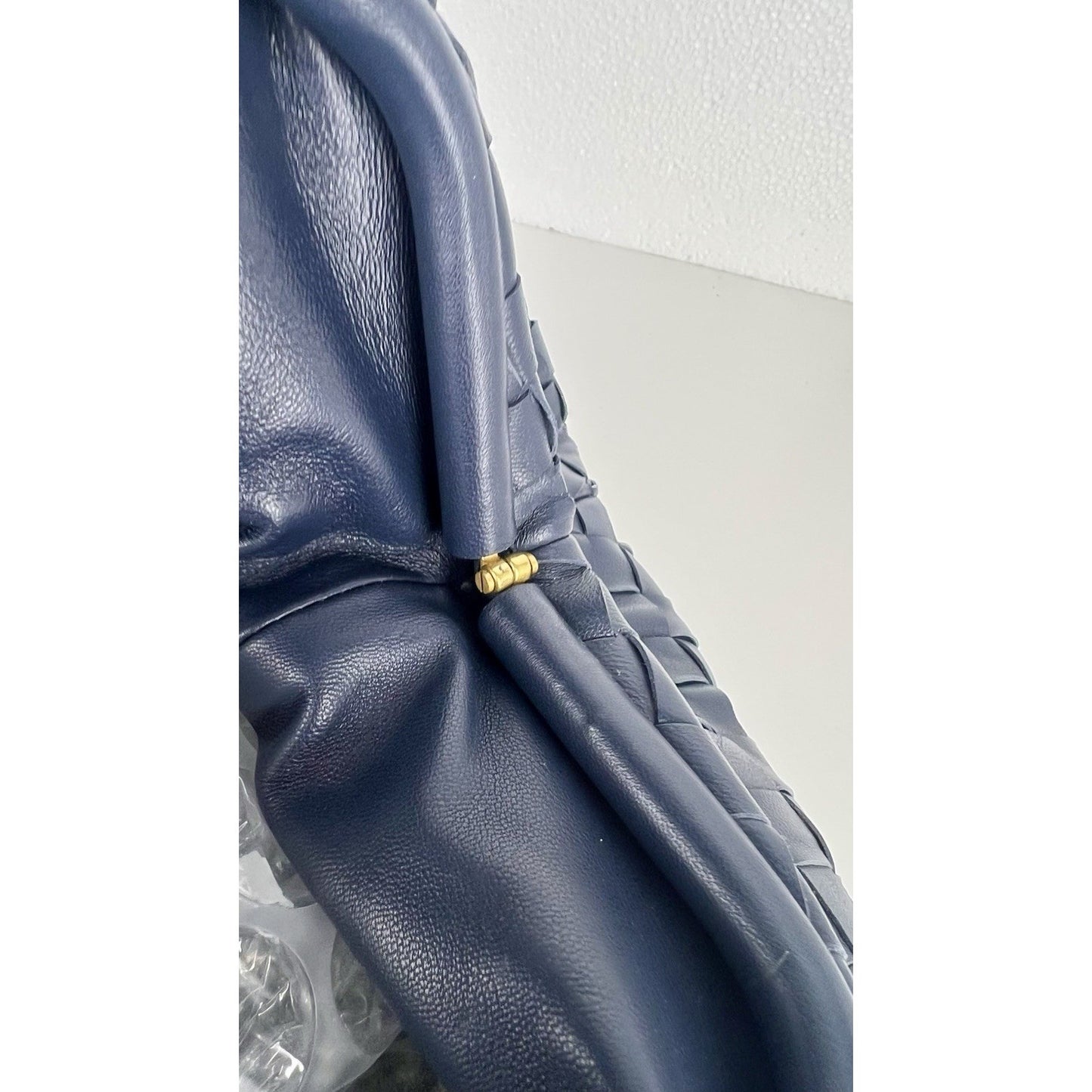 Bottega Veneta The Pouch Intrecciato Leather Blue