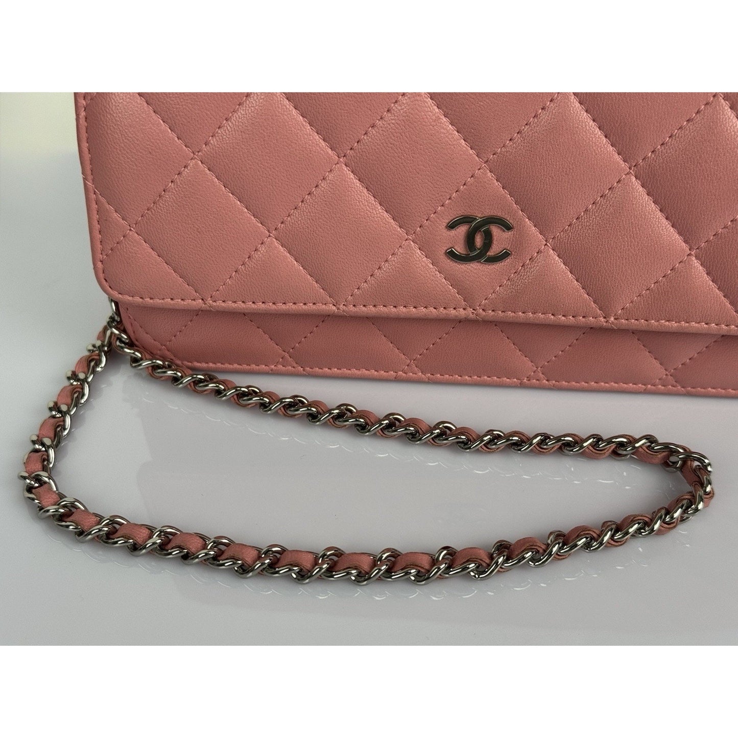 Chanel Wallet On Chain Pink Quilted Leather B-6