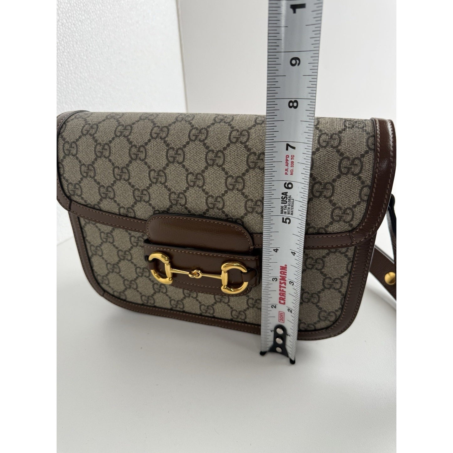 Gucci 1955 Horsebit Shoulder Bag Brown Monogram Medium