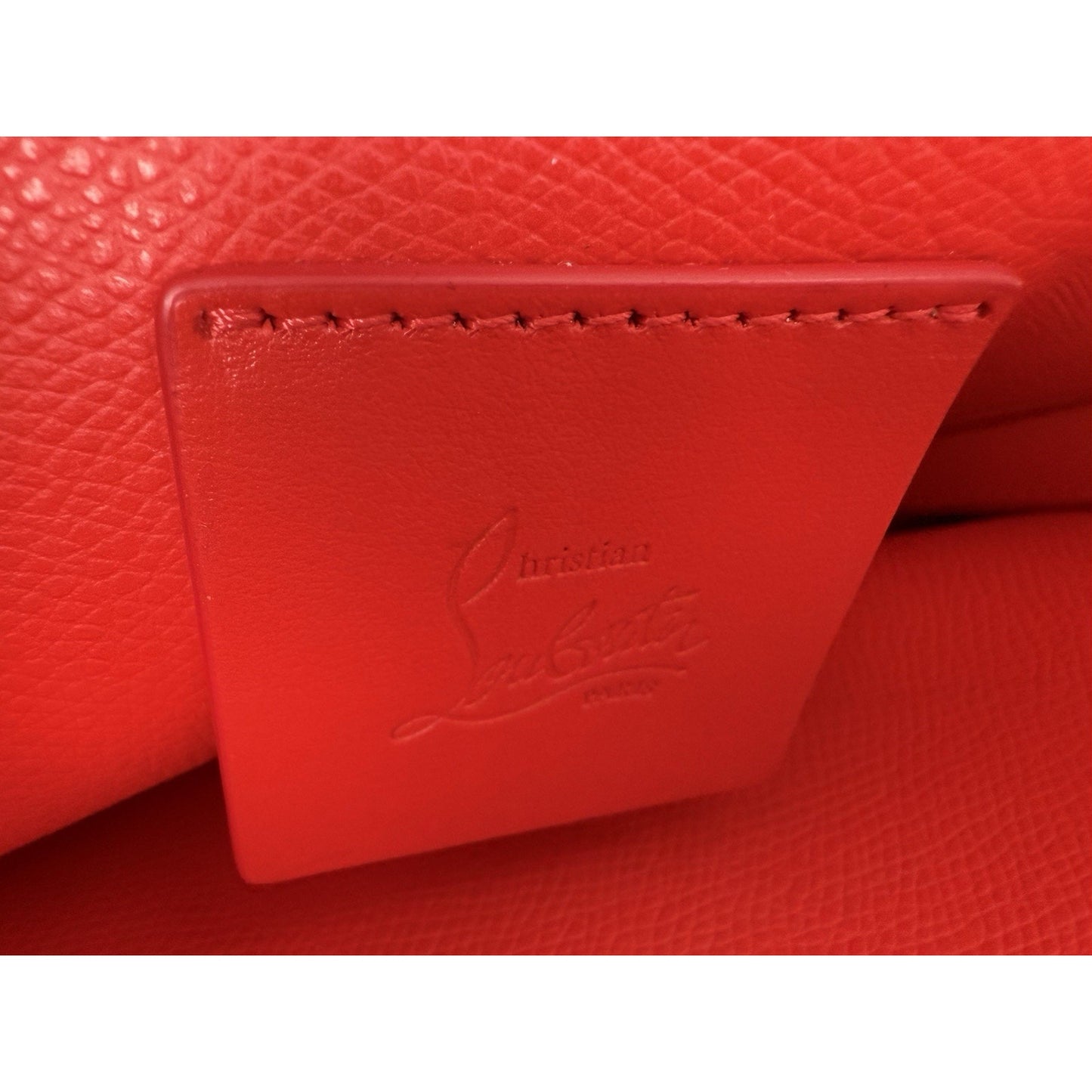 Christian Louboutin White Sky Pouch Clutch with Spike Studs and Silver Hardware