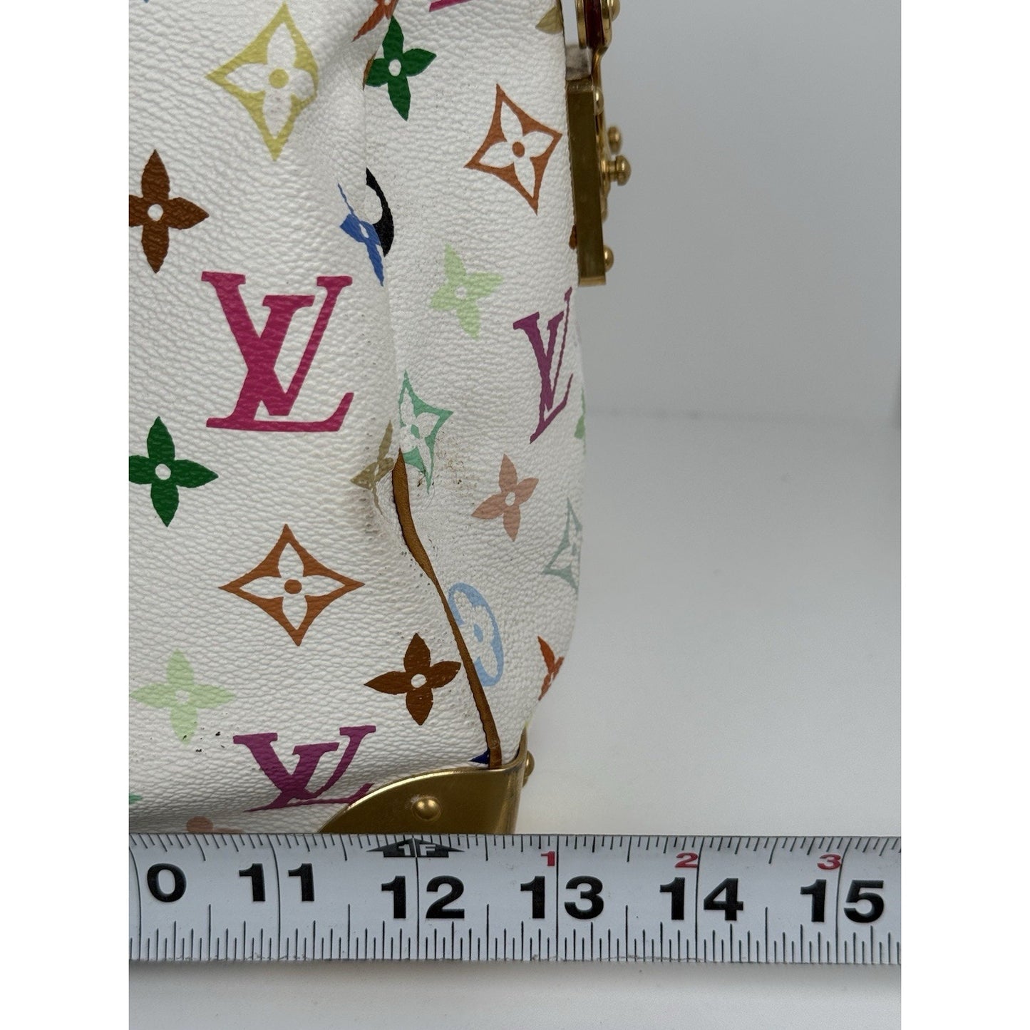 LOUIS VUITTON Speedy 30 Handbag White & Multicolor Monogram Canvas
