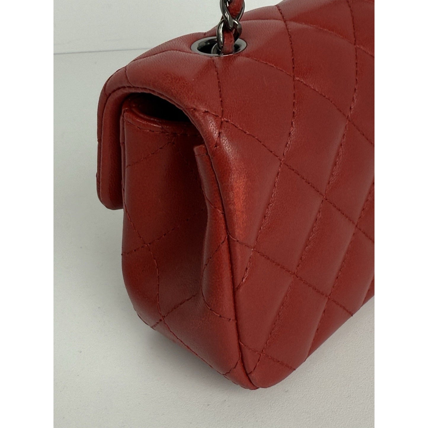 Chanel Classic Timeless Leather Crossbody Bag Red with Silver Hardware