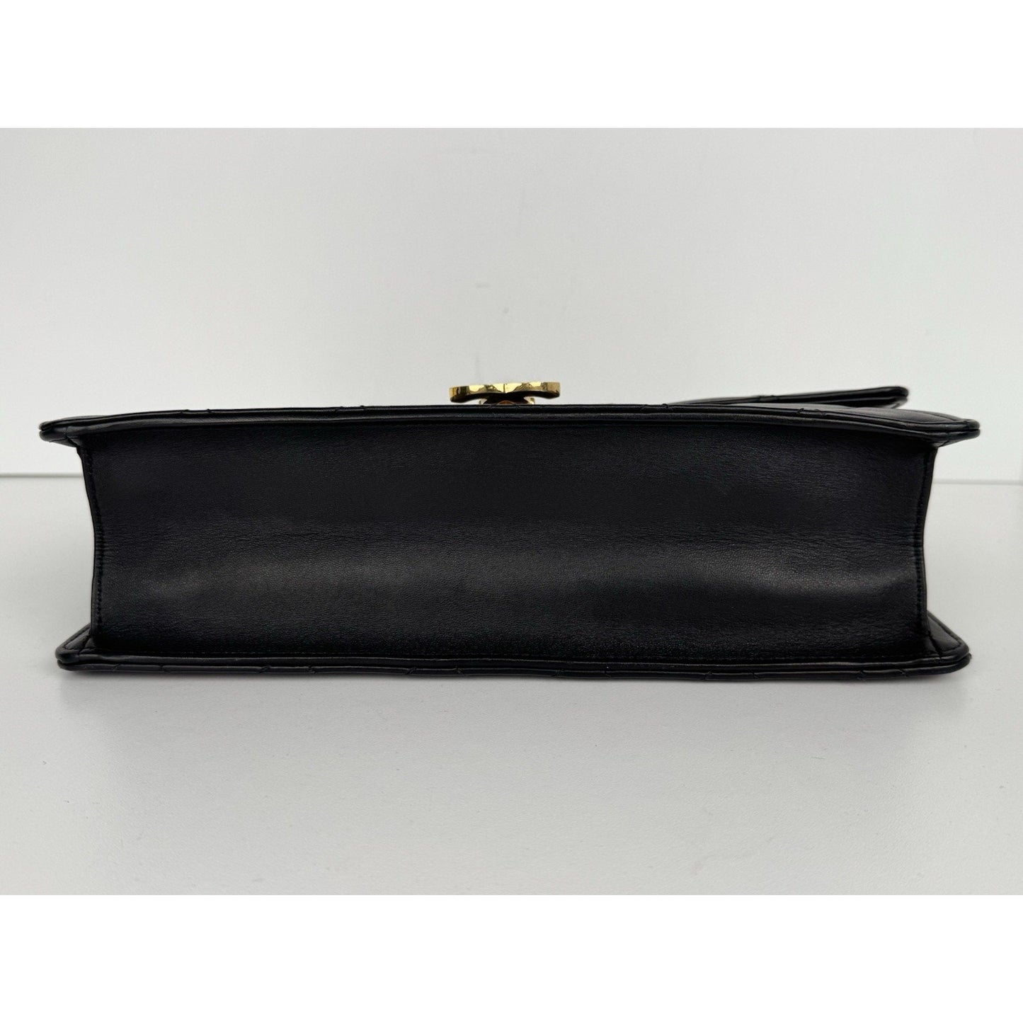 CHANEL Leather Quilted Golden Class Flap Black B-6