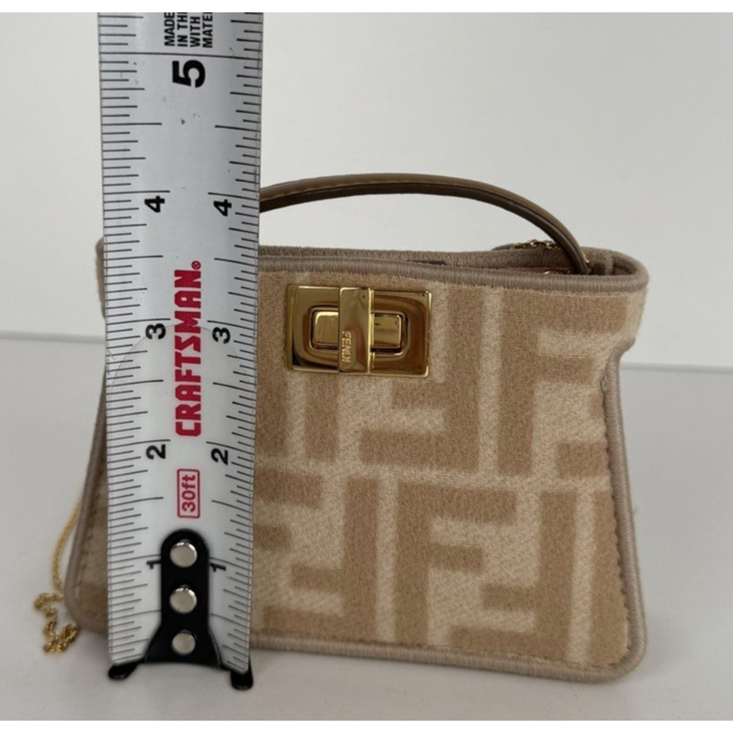Fendi Nano Peekaboo Charm Bag in Iconic Zucca FF Monogram Canvas K3