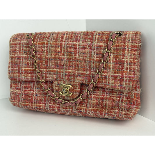 Chanel Classic Medium Multicolor Tweed Double Flap Shoulder Bag B-5