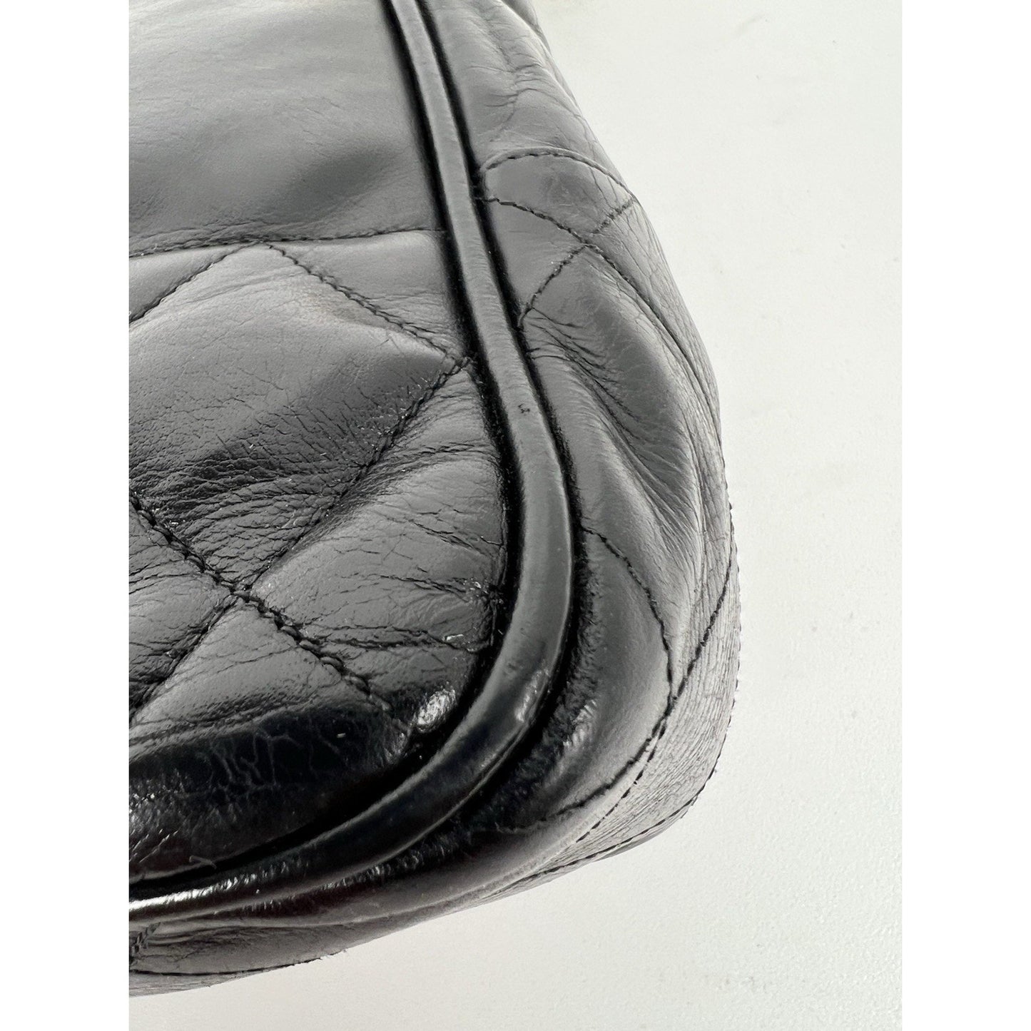 CHANEL Vintage Lambskin Black Leather Tote Shoulder Bag (1989-1991)