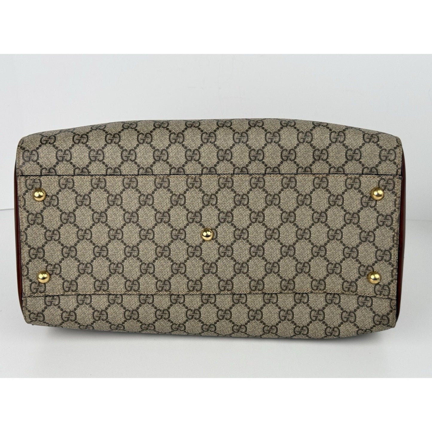 Gucci GG Supreme Brown Canvas Monogram Boston Bag