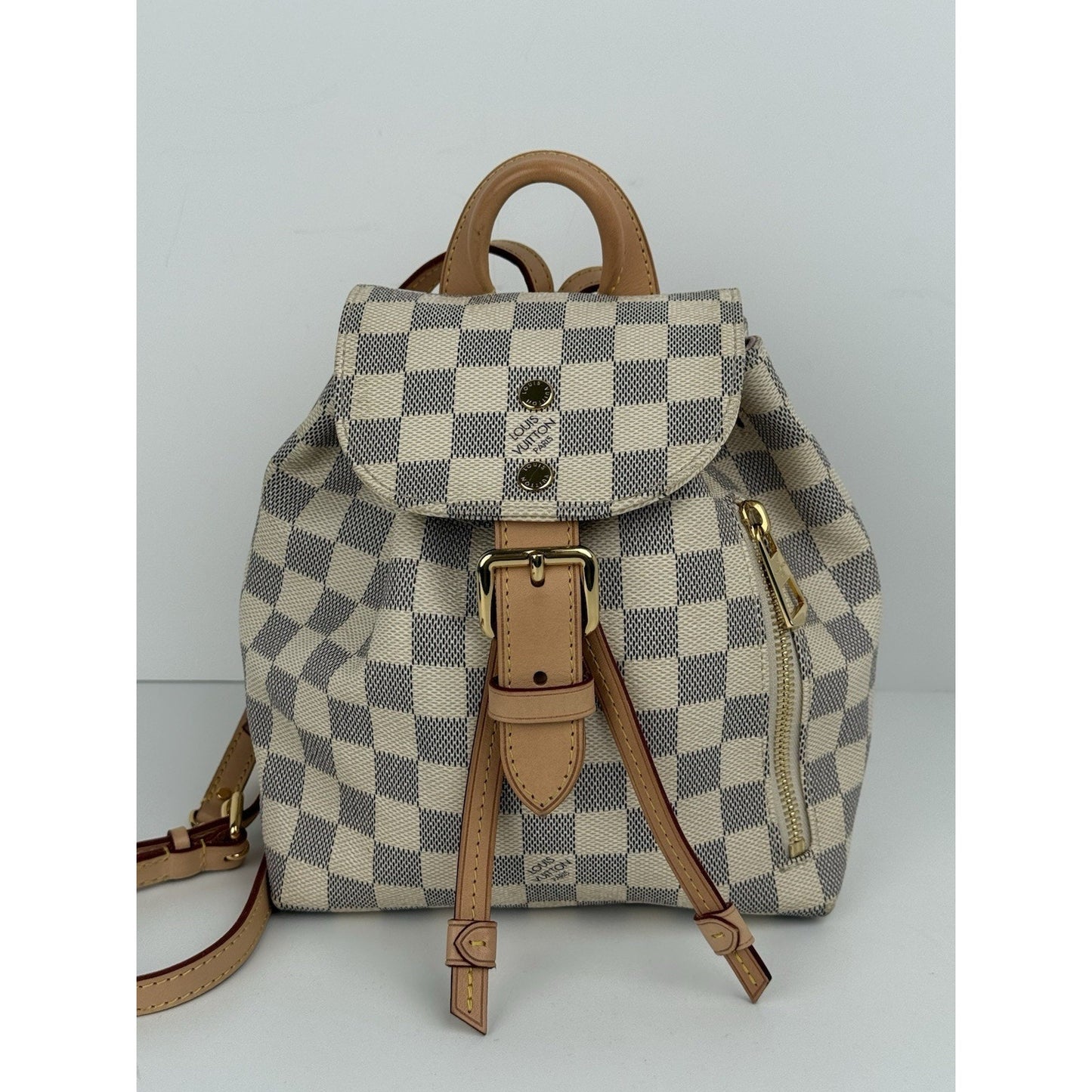 LOUIS VUITTON Damier Azur Sperone BB Backpack Ivory Canvas
