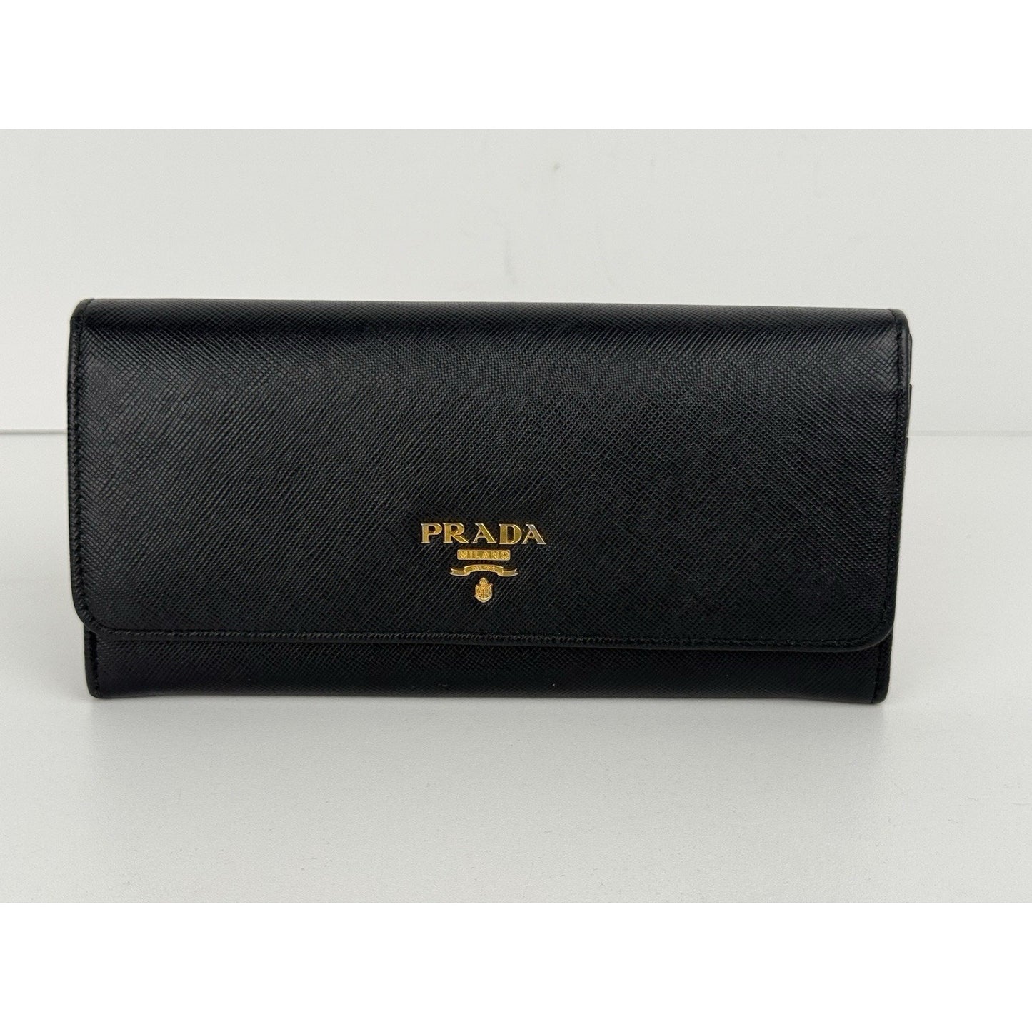 PRADA Black Leather Long Wallet
