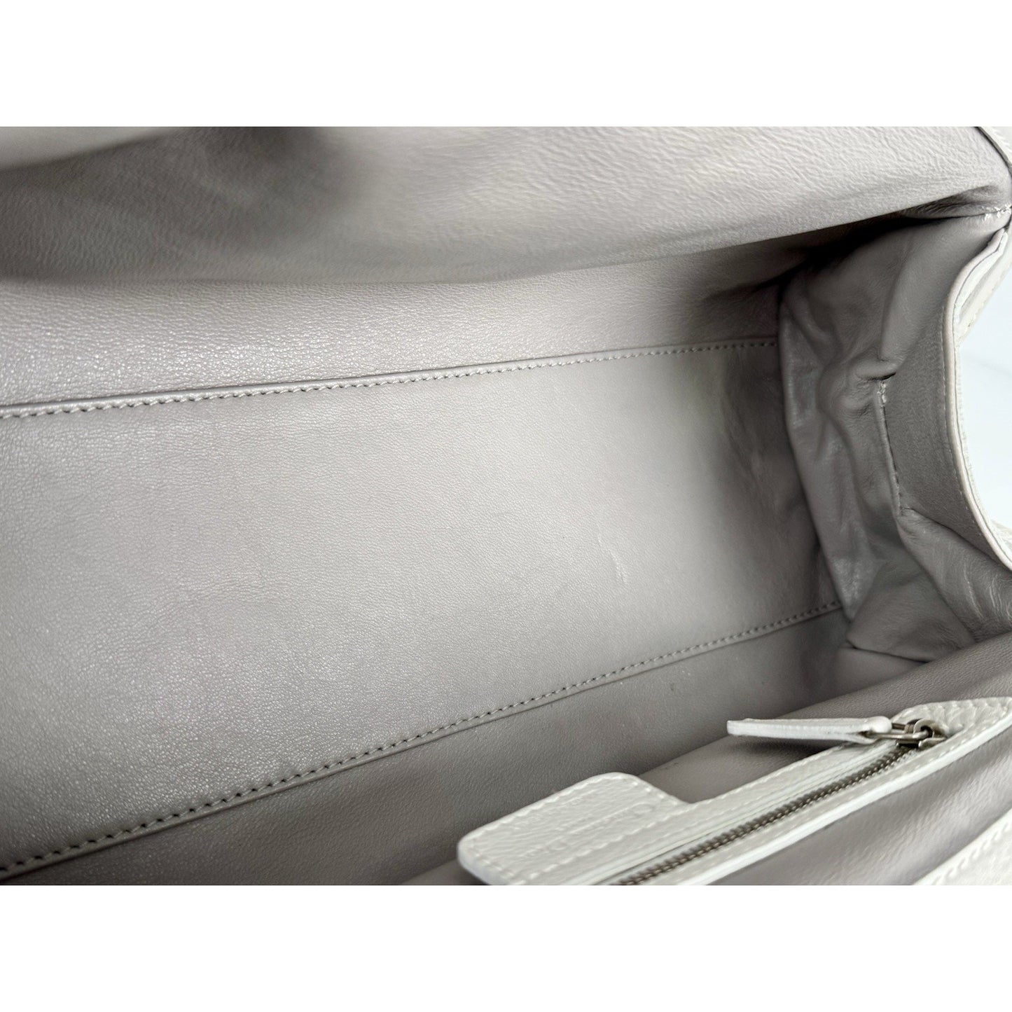 Christian Dior My Dior Frame Satchel White Leather Silver Hardware