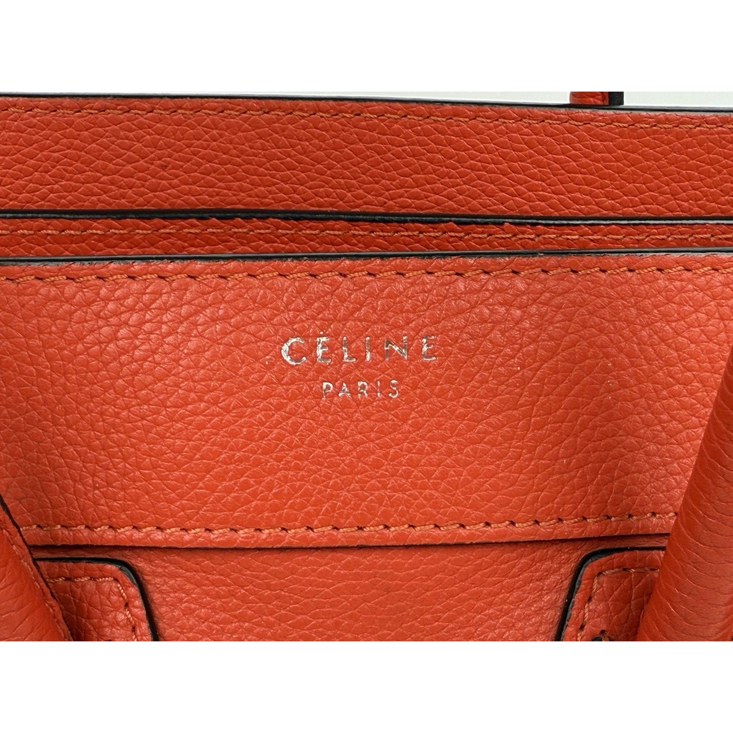 Céline Mini Luggage Tote Red-Orange Leather Handbag