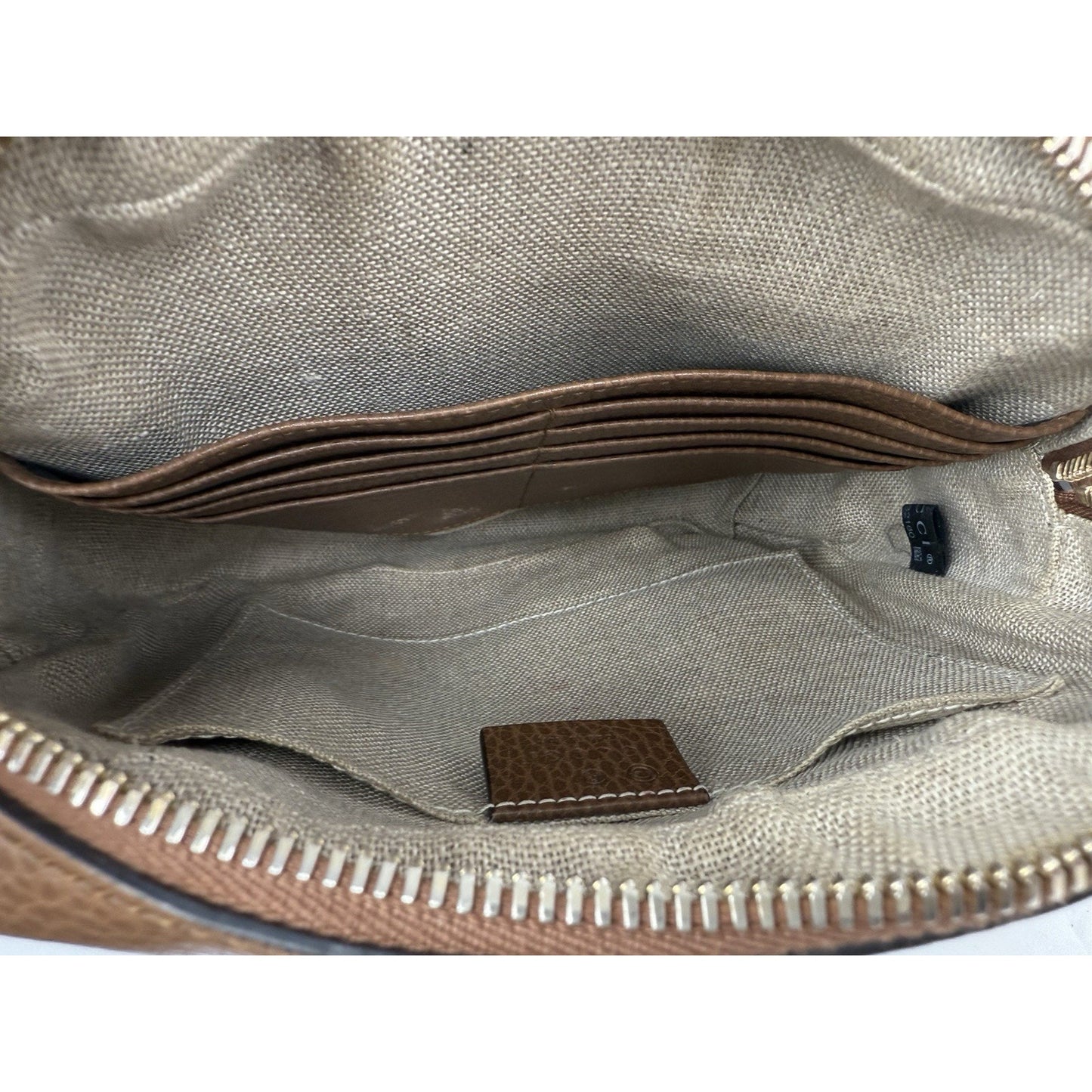 Gucci Camera Bag Beige Canvas Brown Leather Shoulder Bag