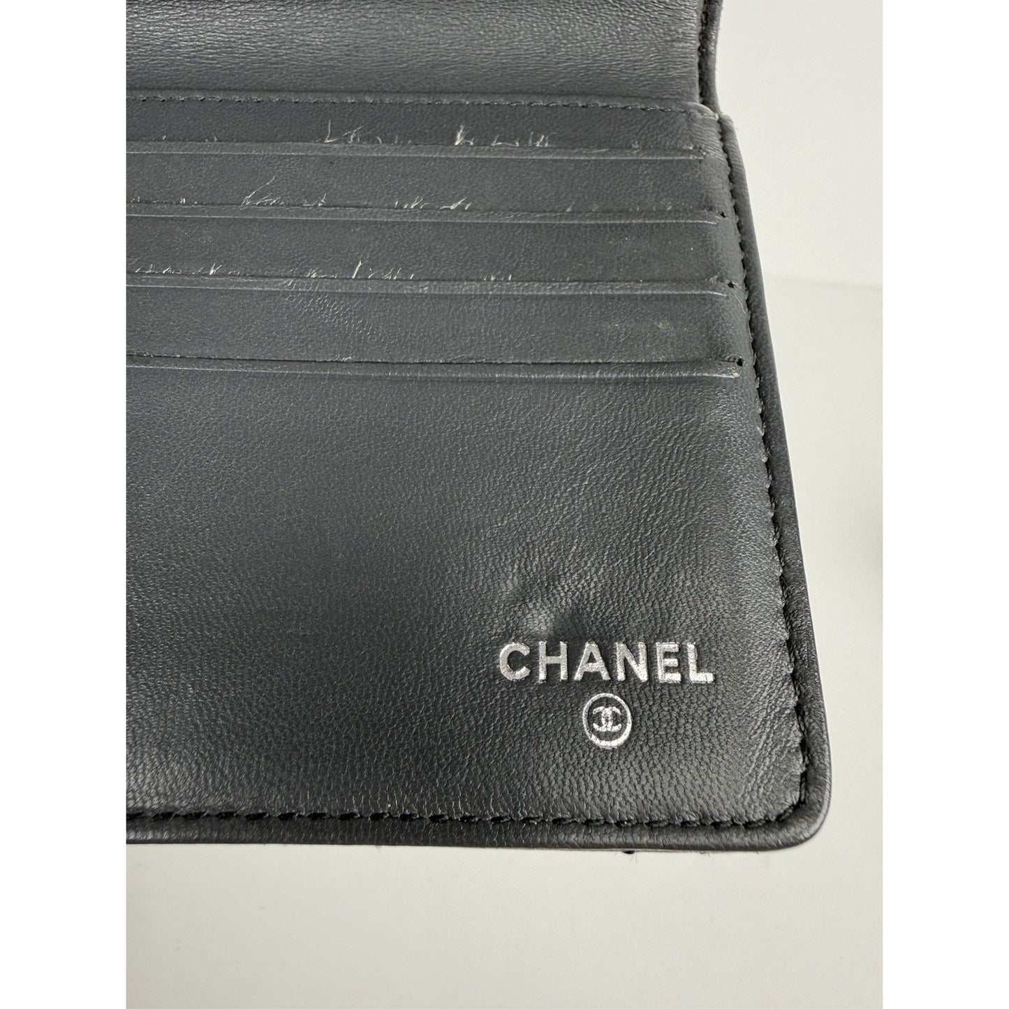 Chanel Long Flap Boy Wallet in Gray Leather