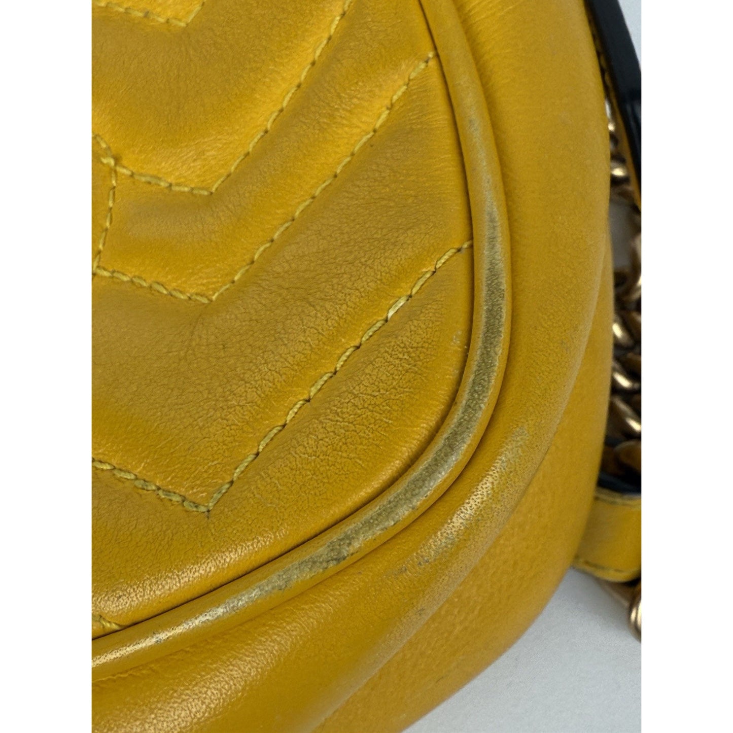 Gucci Mini Marmont Matelassé Yellow Leather Shoulder Bag