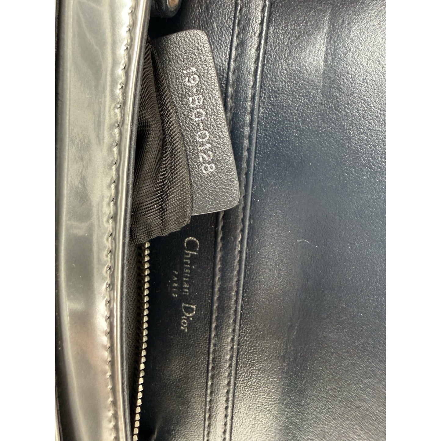 Dior Micro-Cannage Diorama Wallet on Chain Pouch Metallic Silver Patent Leather