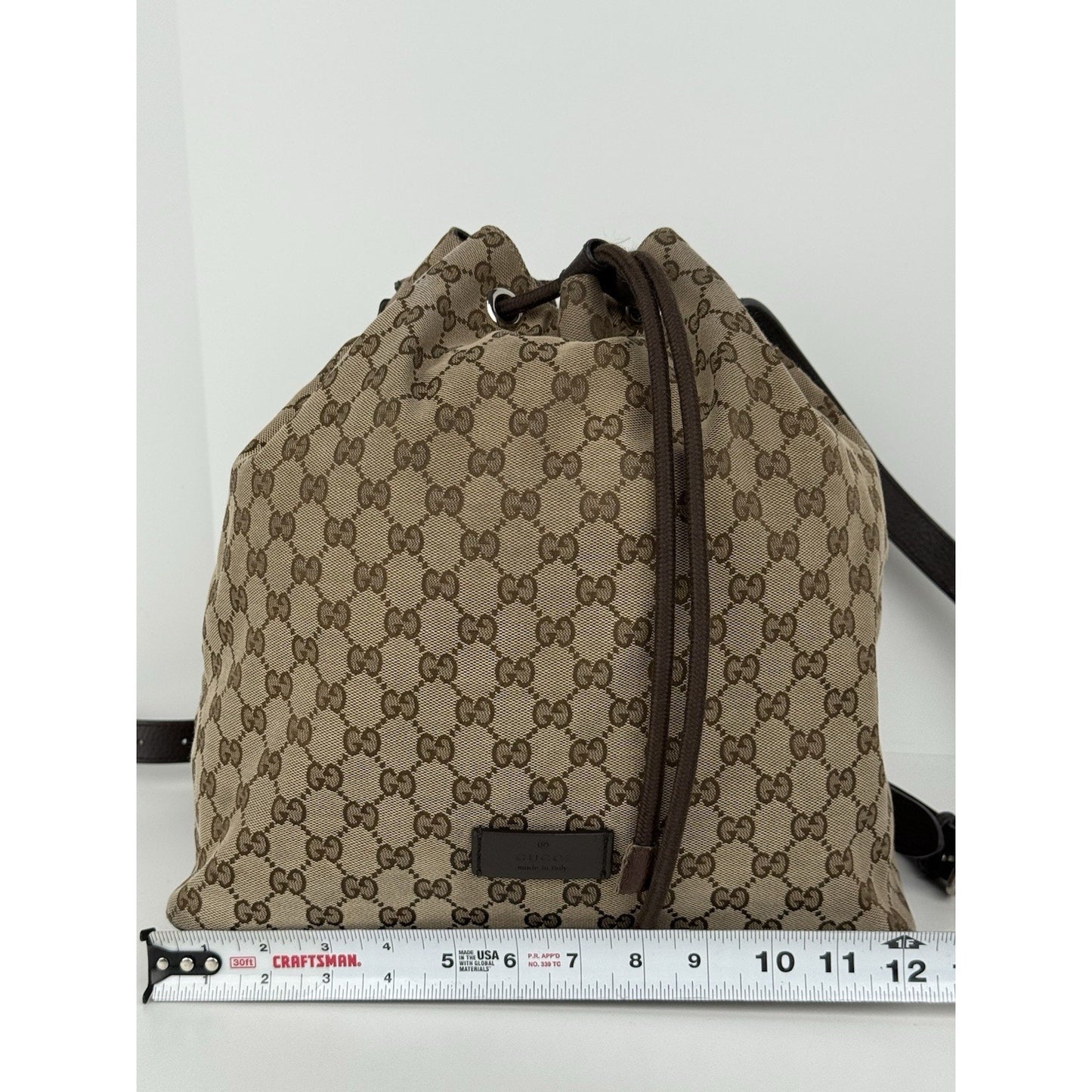 Gucci GG Brown Canvas Bucket Backpack