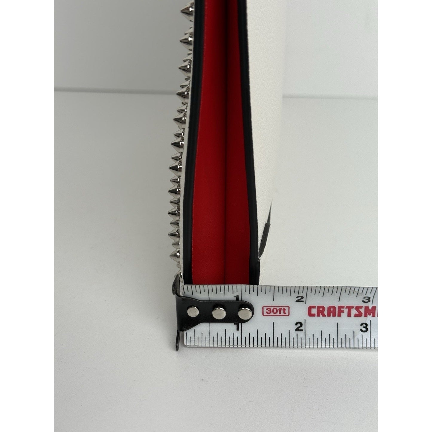 Christian Louboutin White Sky Pouch Clutch with Spike Studs and Silver Hardware