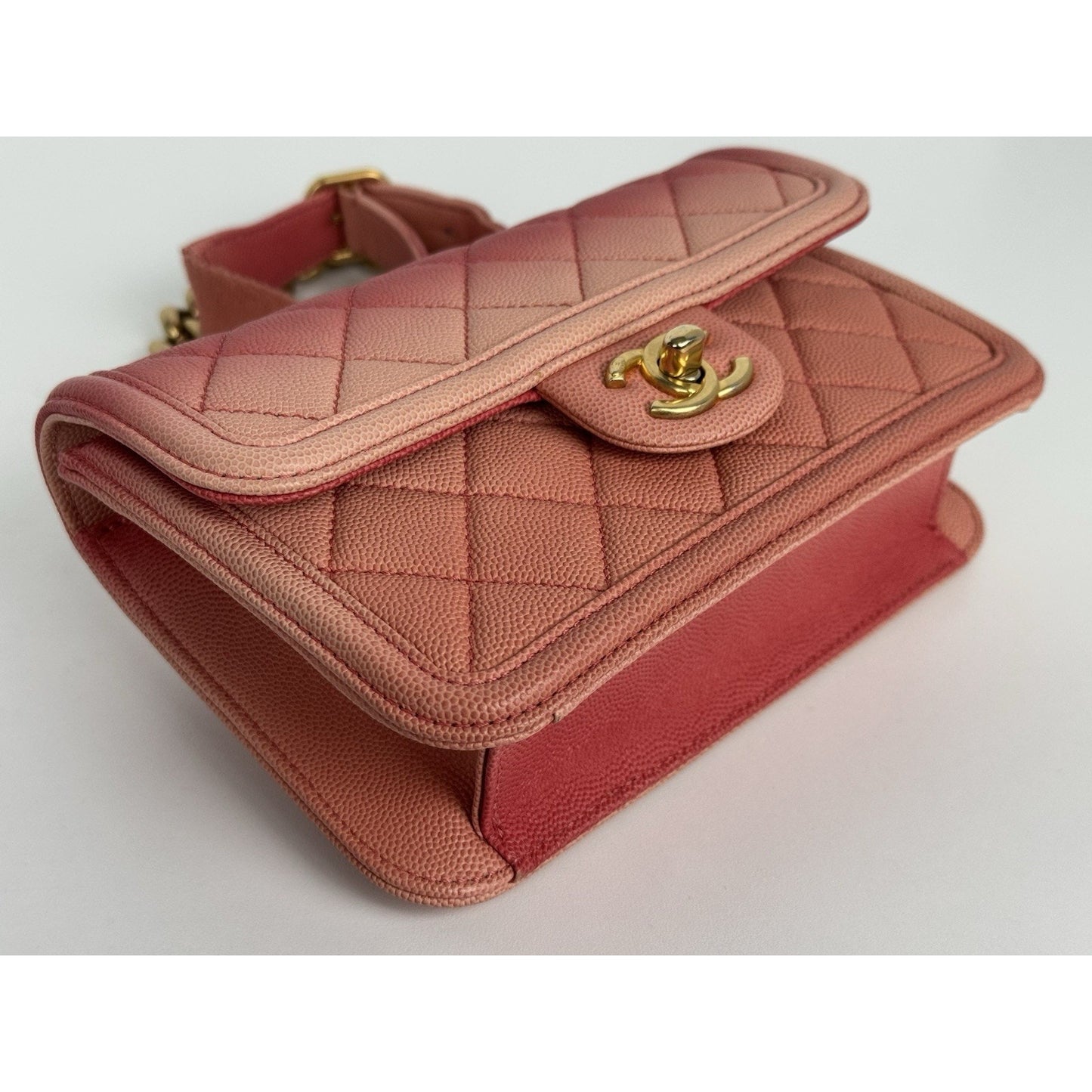 Chanel Caviar Quilted Sunset On The Sea Waist Bag – Coral with Gold Hardware C-1