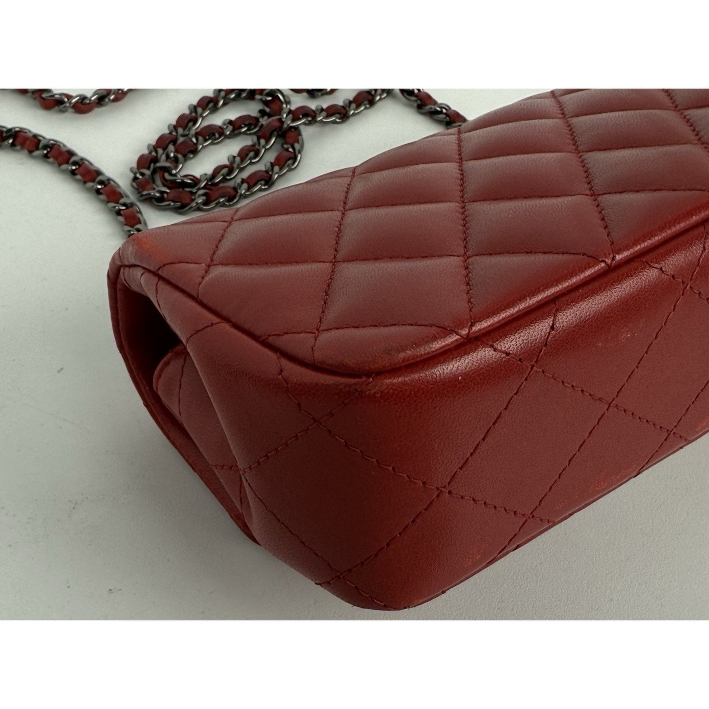 Chanel Classic Timeless Leather Crossbody Bag Red with Silver Hardware