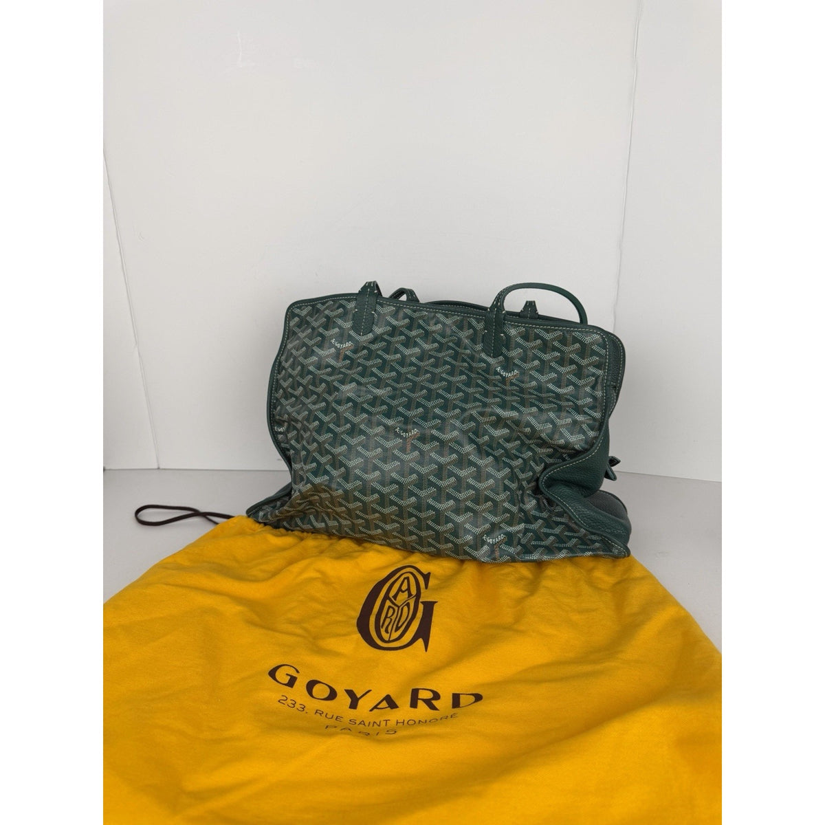 Goyard Sac Hardy PM Tote Bag in Green Goyardine Coated Canvas with Pouch E-8