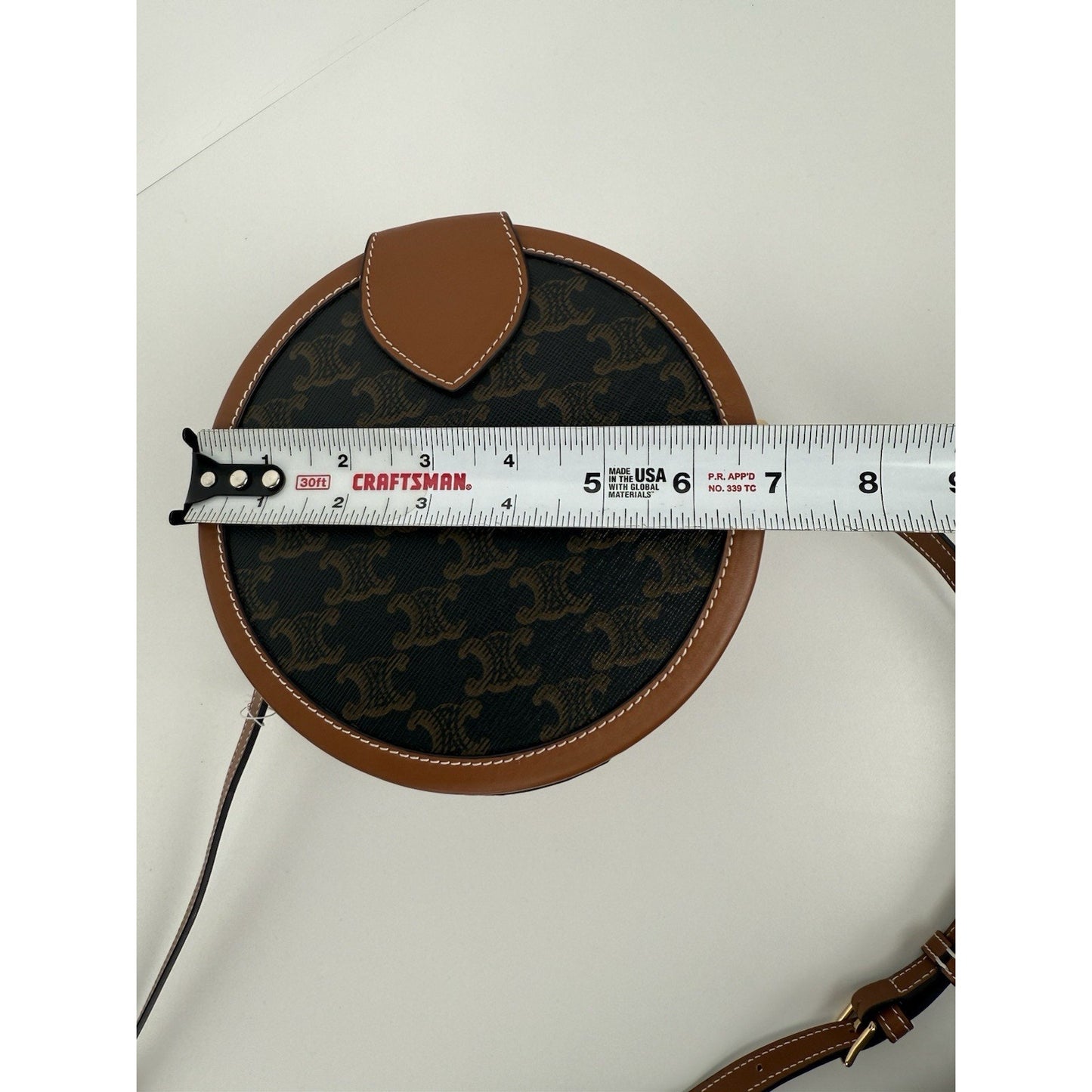 Celine Triomphe Tambour Brown Leather Shoulder Bag
