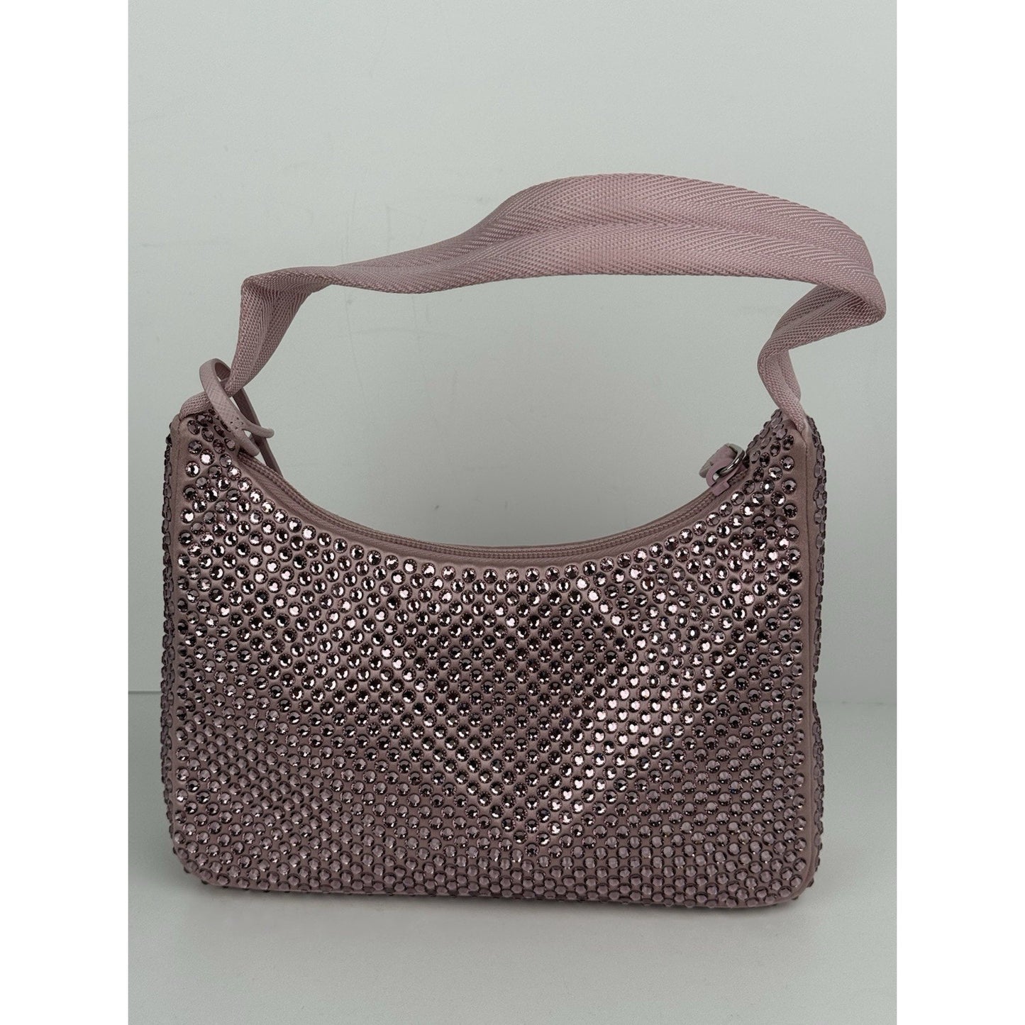 Prada Pink Crystal 2000 Re-Edition Hobo Handbag Satin Finish