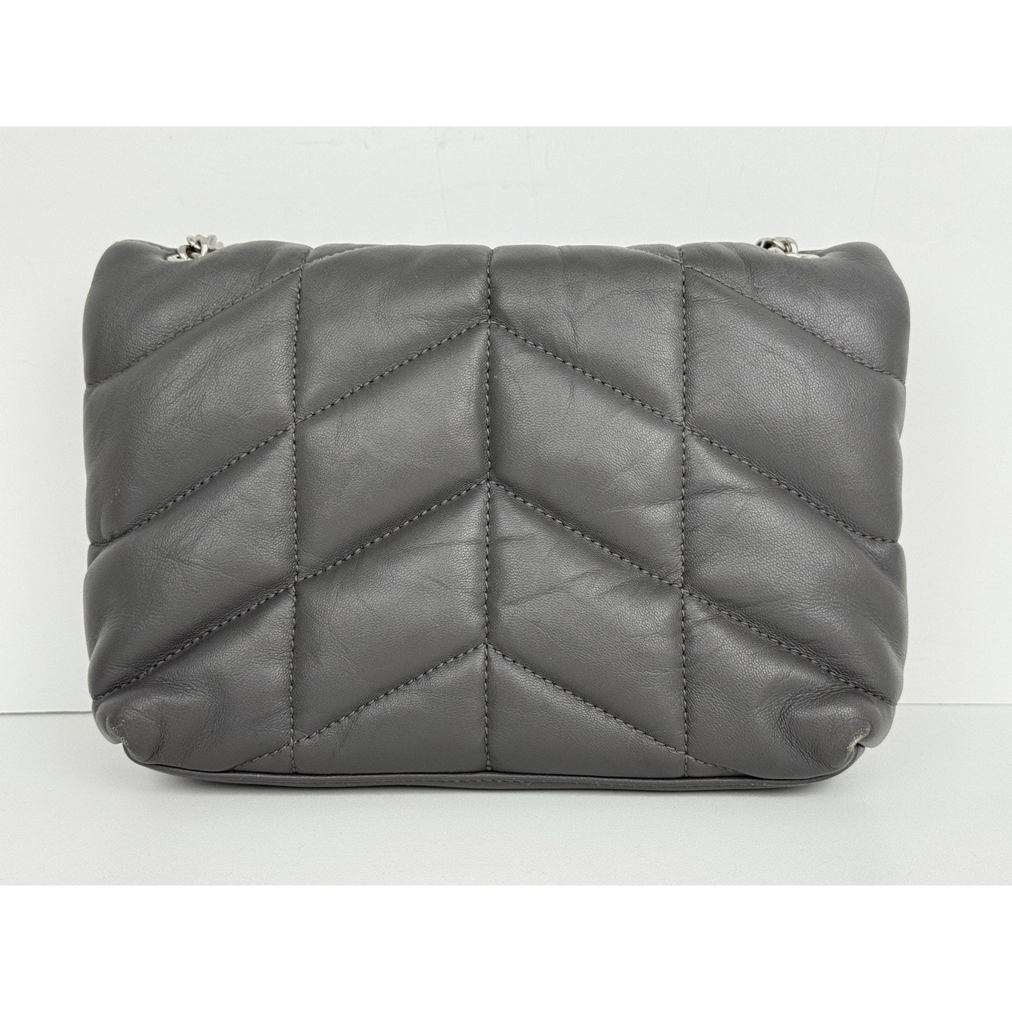 Saint Laurent Lou Puffer Medium Quilted Leather Grey Shoulder Bag