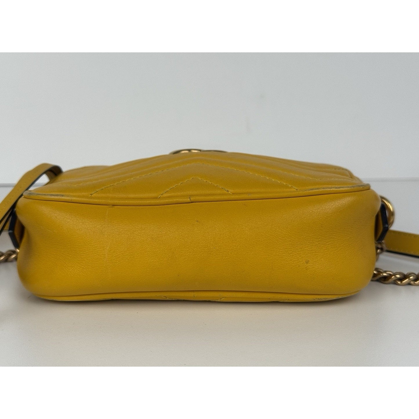 Gucci Mini Marmont Matelassé Yellow Leather Shoulder Bag