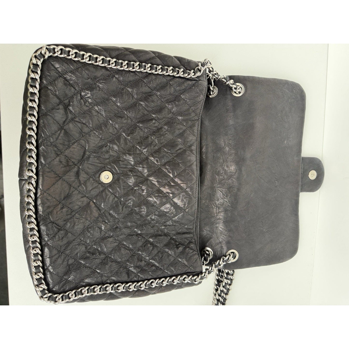 Chanel Paris-Dallas Maxi Chain Around Flap Bag Quilted Black Leather