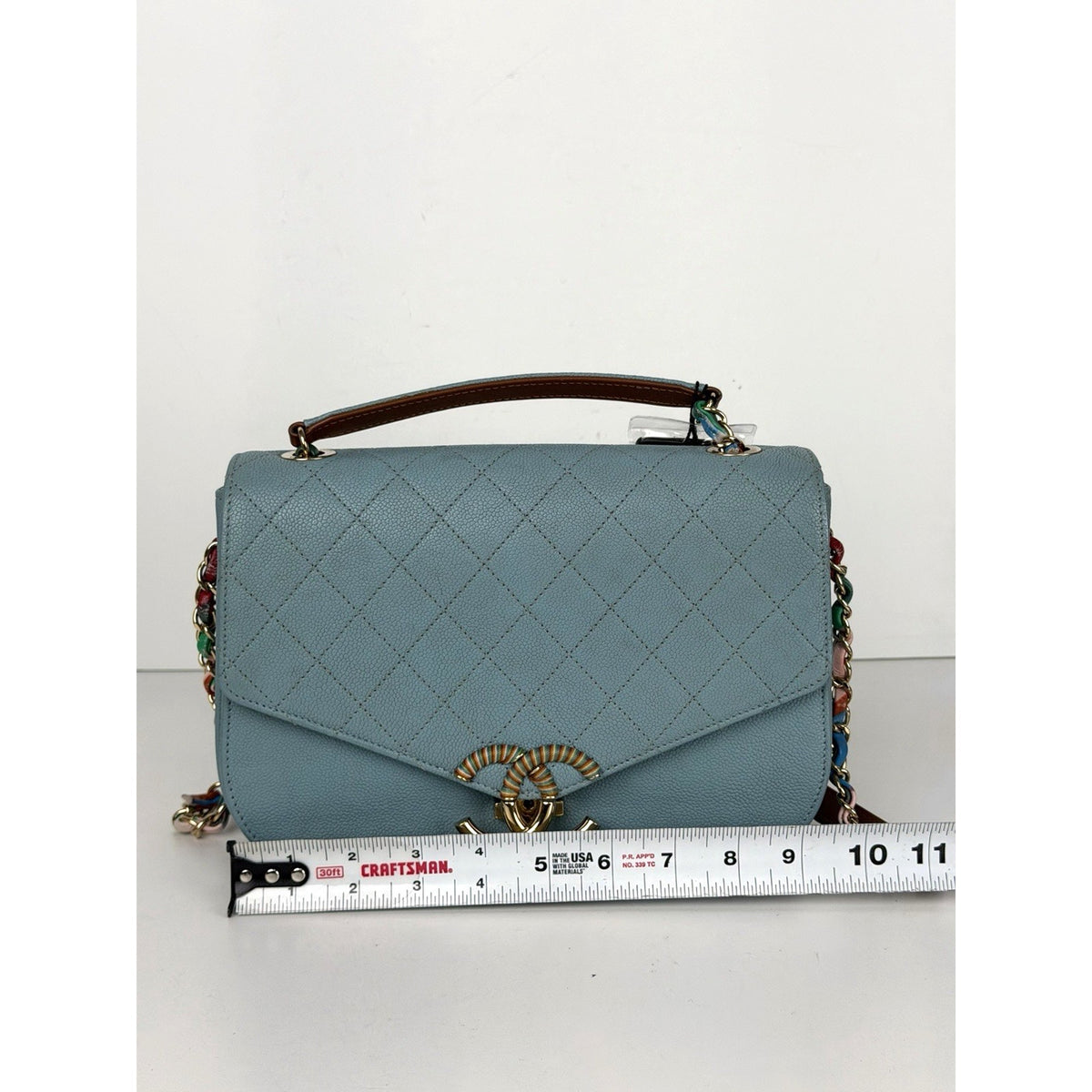 Chanel Paris-Cuba Medium Top Handle Shoulder Bag in Blue Caviar Leather 2017 D4