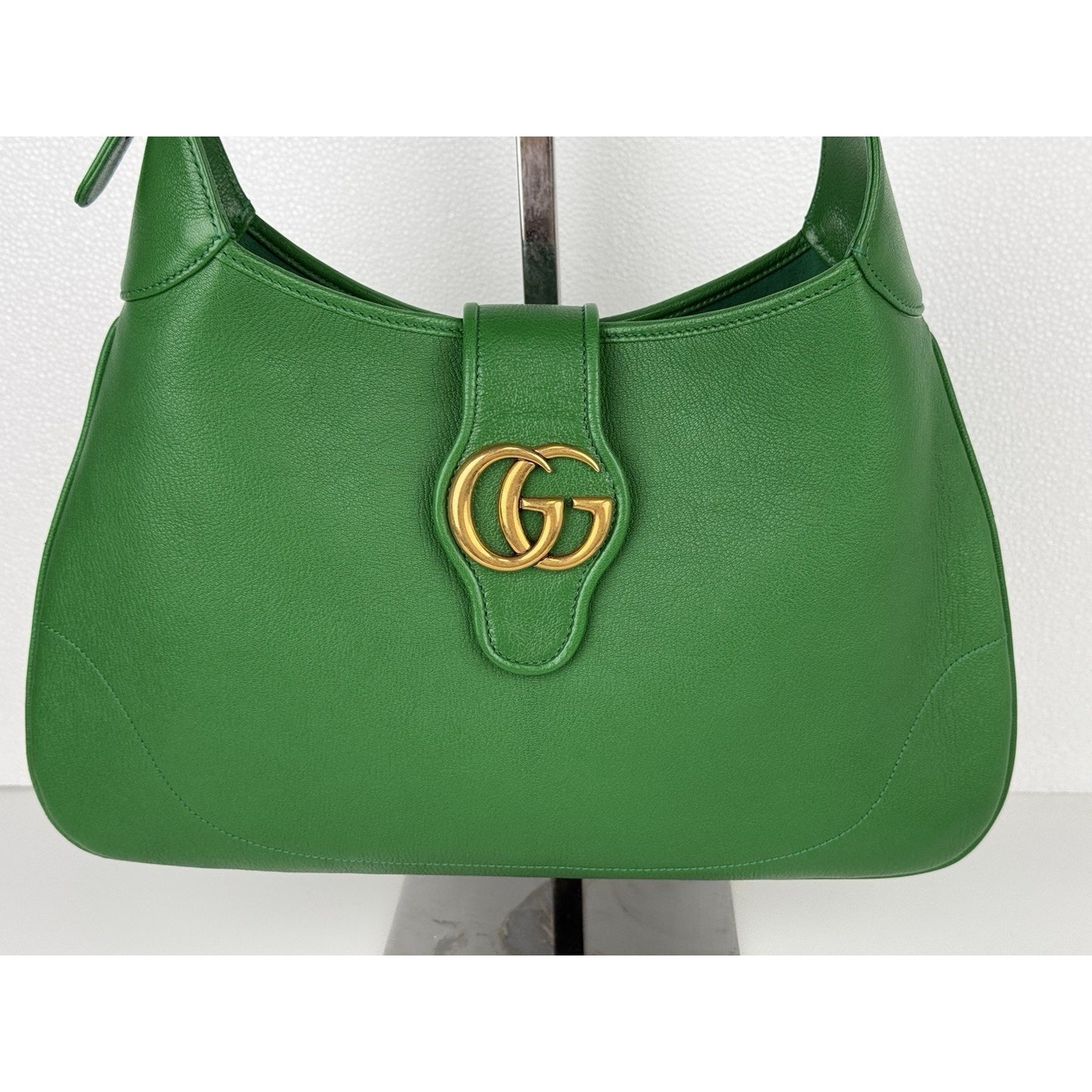 GUCCI Aphrodite GG 2 Way Shoulder Bag Green Calfskin Leather