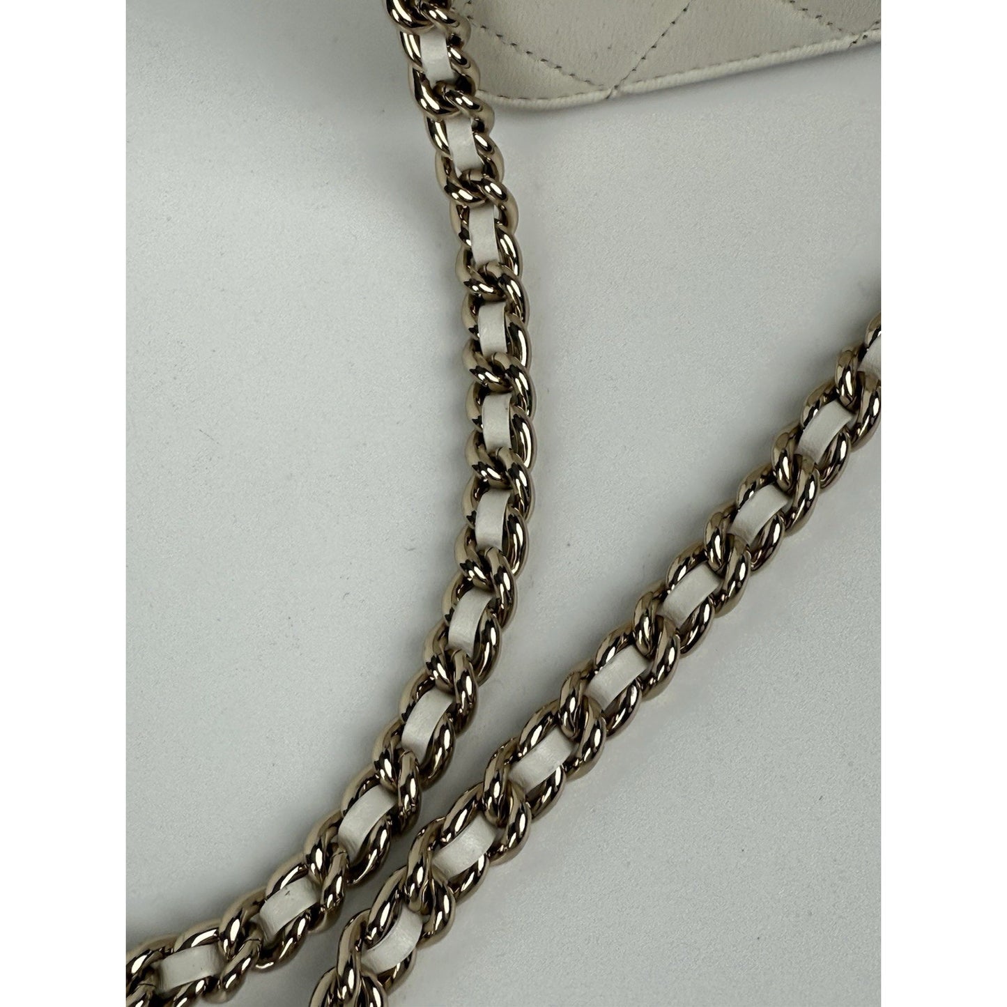 CHANEL White Lambskin Quilted Studded Beauty Begins Flap Shoulder Bag