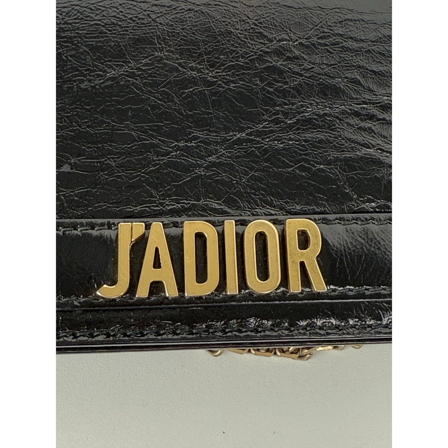Christian Dior Black Calfskin Leather J'ADIOR Wallet on Chain Clutch Bag