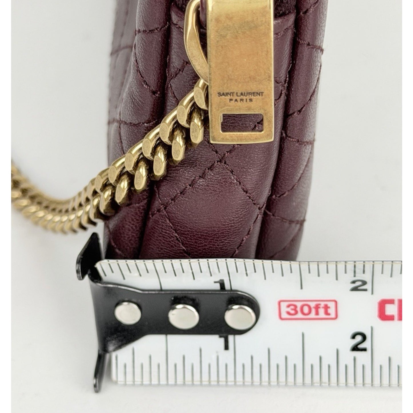 Saint Laurent Gaby Mini Bag Diamond-Quilted Leather Crossbody in Burgundy S07
