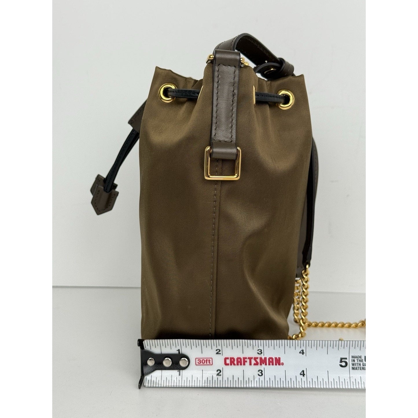 Tom Ford Small Disco Bucket Bag Nylon Khaki Green with Gold Hardware