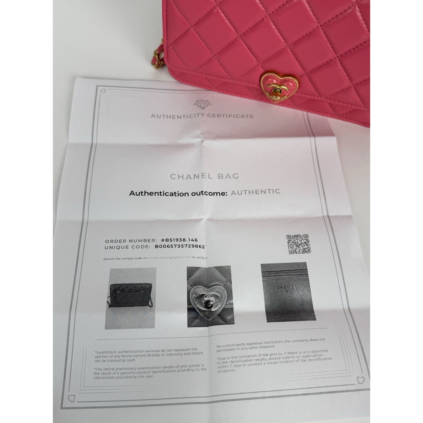 Chanel Heart Wallet on Chain Pink Leather with Gold Hardware C-6