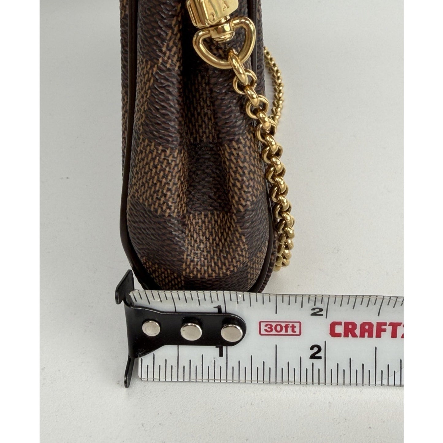 Louis Vuitton Eva Clutch Bag in Brown Damier Ebene Coated Canvas 2015