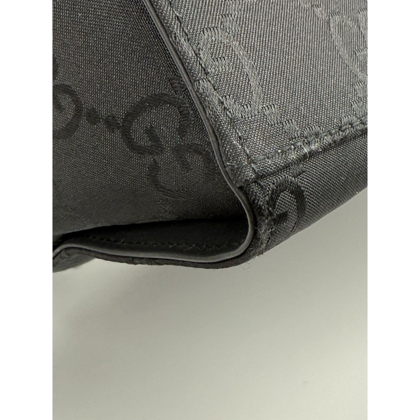 Gucci GG Black Nylon Bamboo Shopper Vintage