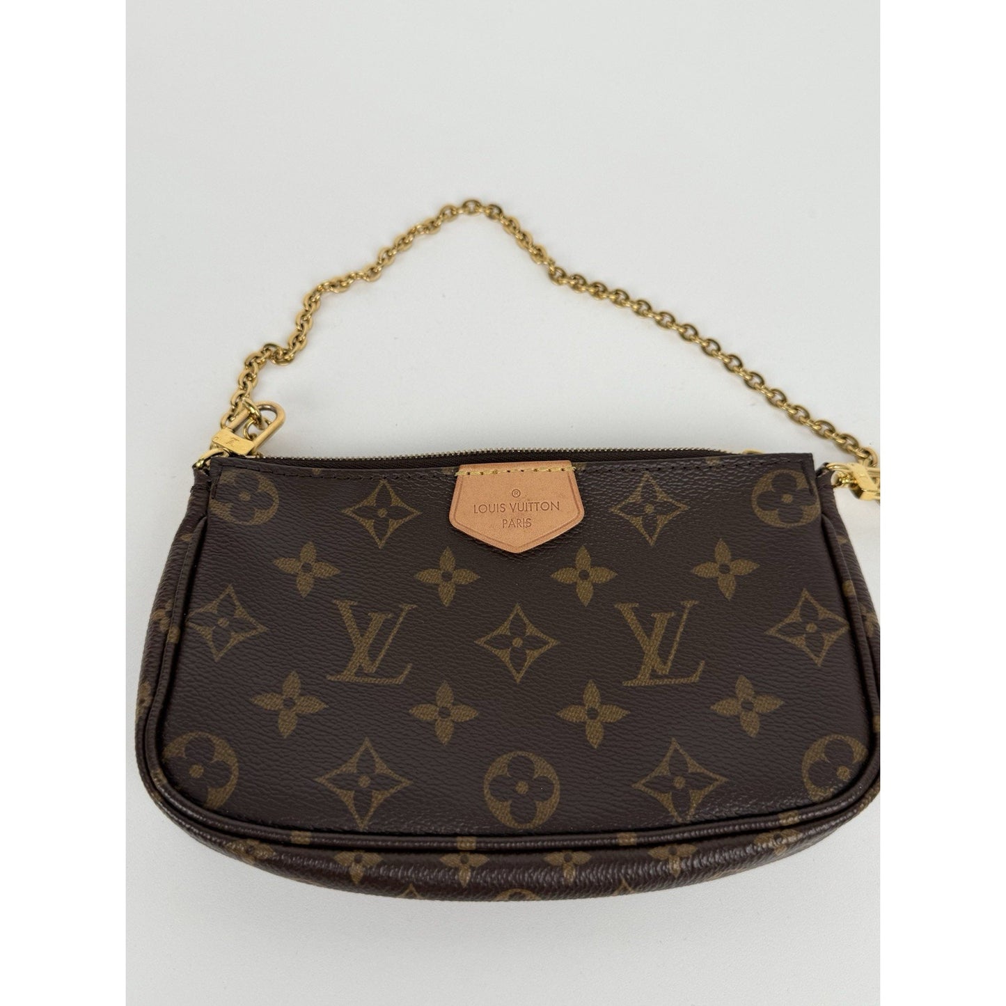 LOUIS VUITTON Multi Pochette Accessoires Brown Canvas Pink Strap Shoulder Bag