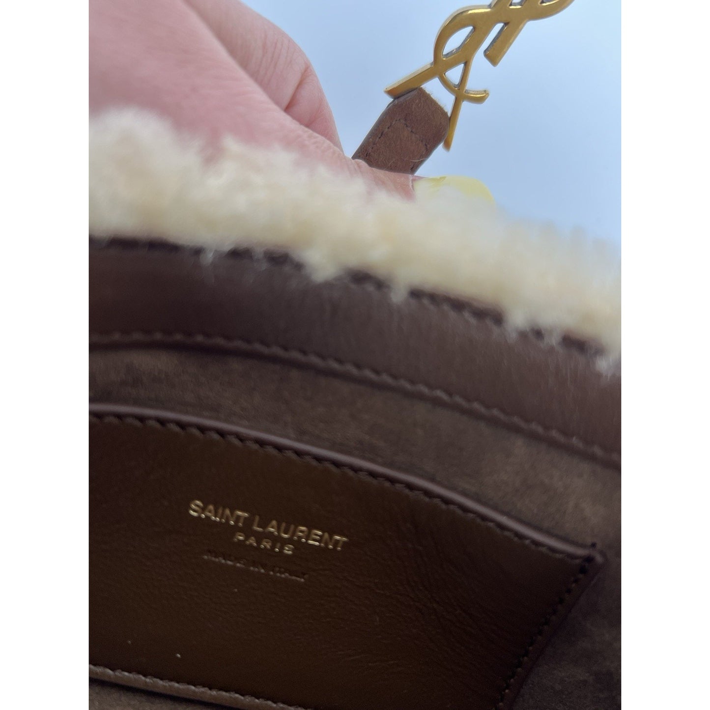 Saint Laurent Le 5 A 7 Mini Shearling & Leather Hobo Women’s Bag C-5