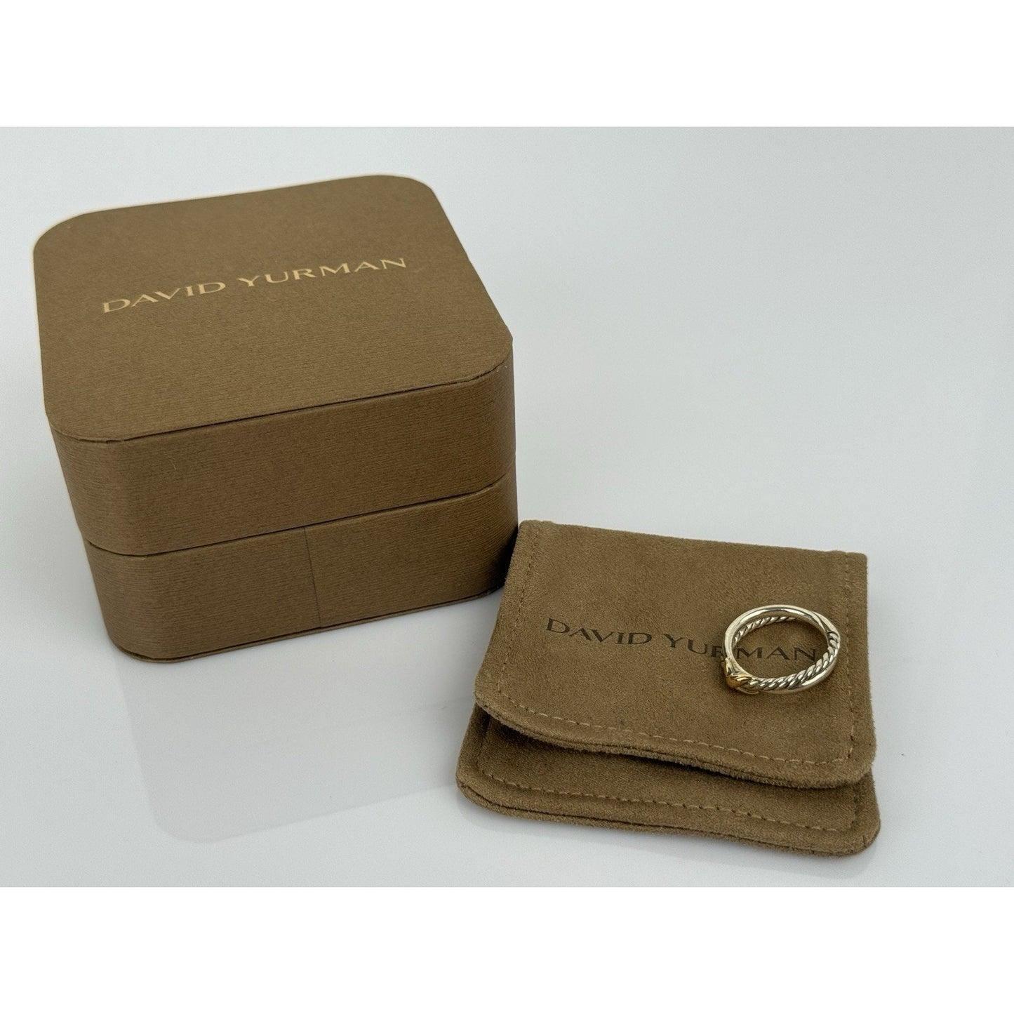 David Yurman Petite X Ring 4mm Steerling Silver & 18K Gold