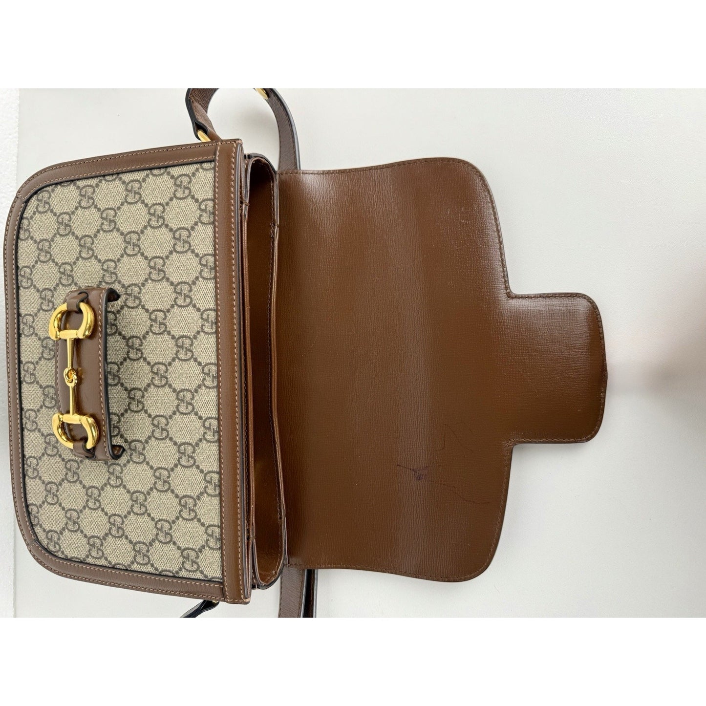 Gucci 1955 Horsebit Shoulder Bag Brown Monogram Medium