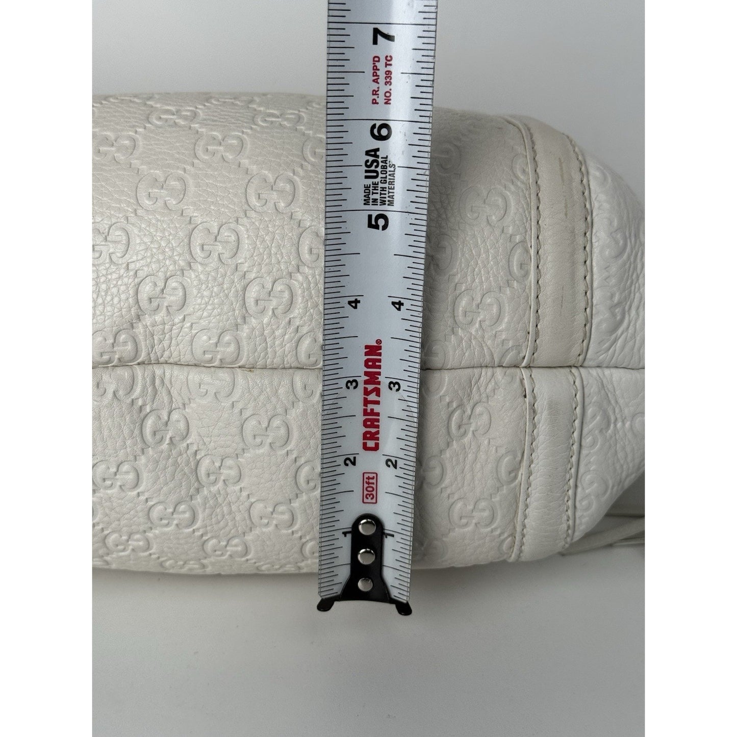 Gucci Guccissima Medium Techno Horsebit Hobo White Leather