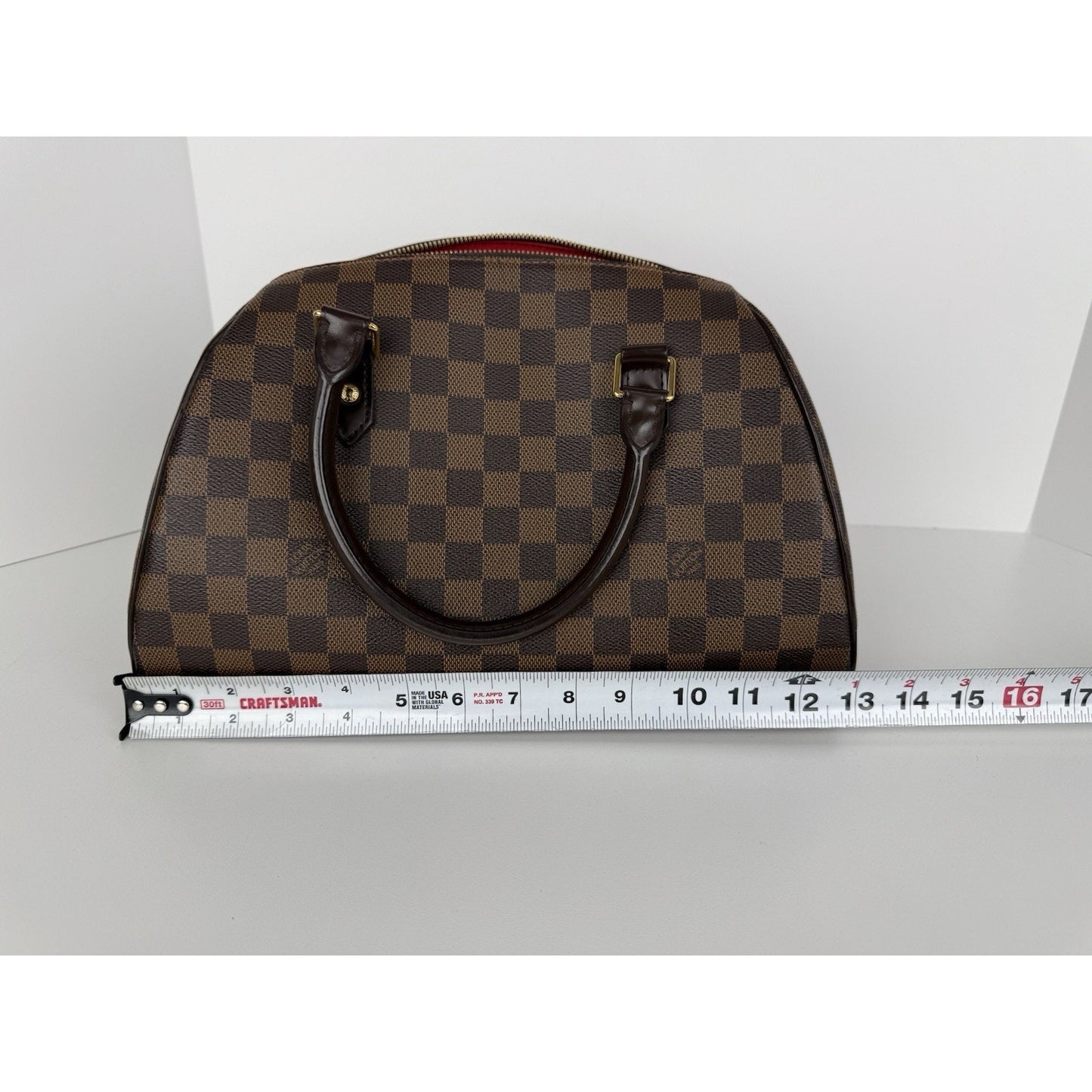 Louis Vuitton Ribera Handbag Damier Ebene Brown Canvas Women's Bag