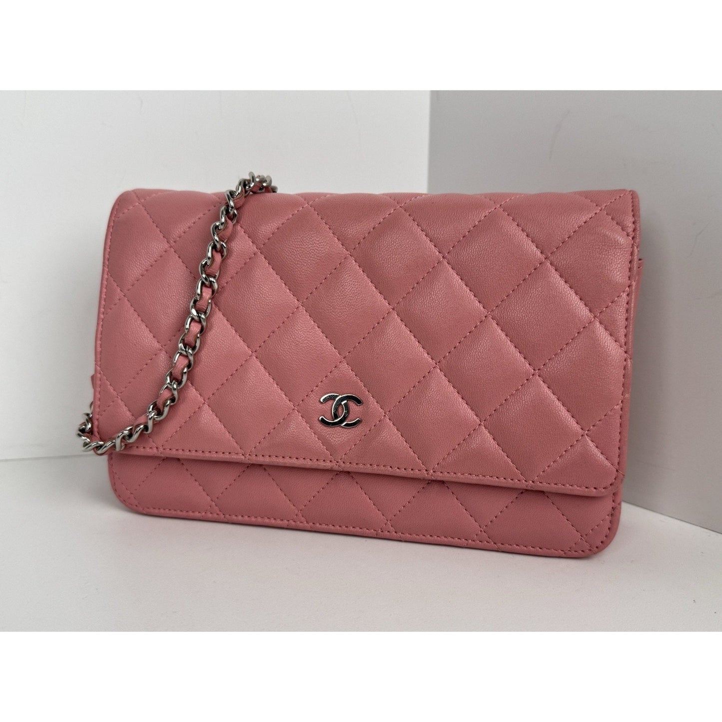 Chanel Wallet On Chain Pink Quilted Leather B-6