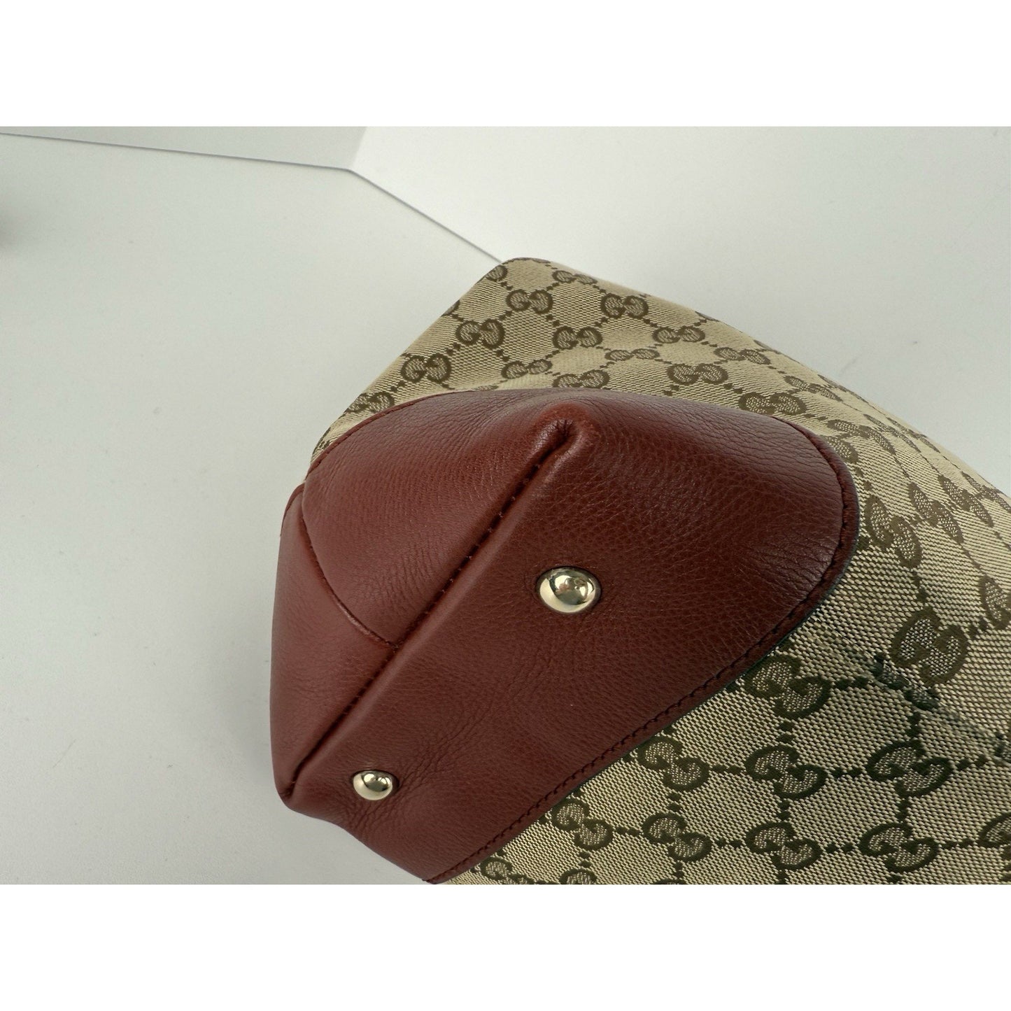 Gucci Red/Beige GG Canvas and Leather Medium Supreme Web Dressage Tote
